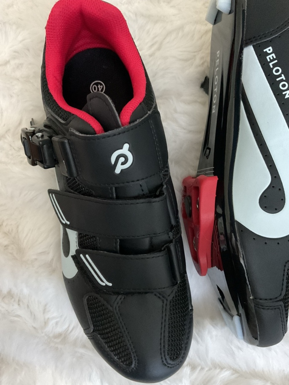 Peloton Black racing shoes with Red Interior and White Accents - Picture 6 of 8